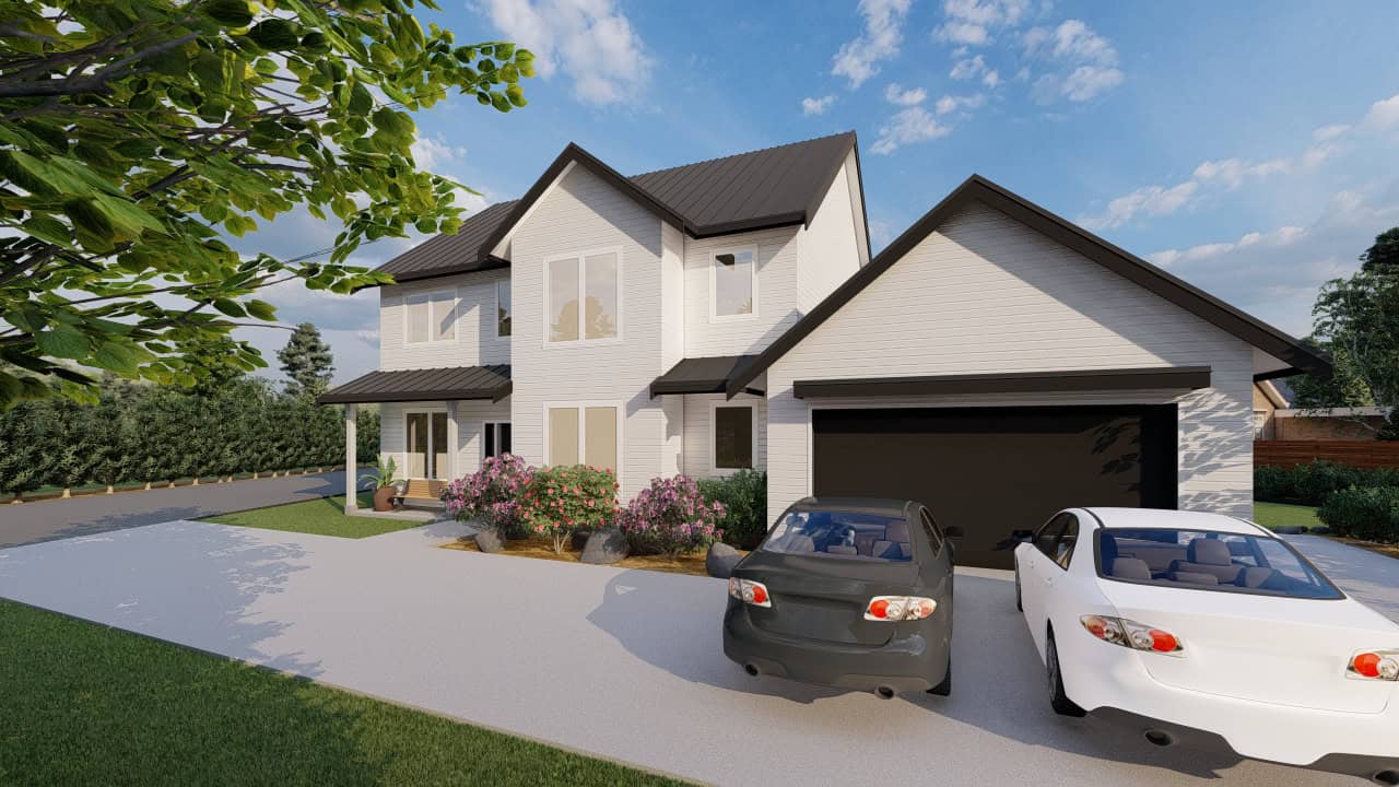 Victoria BC custom home exterior with two-story design and attached garage.