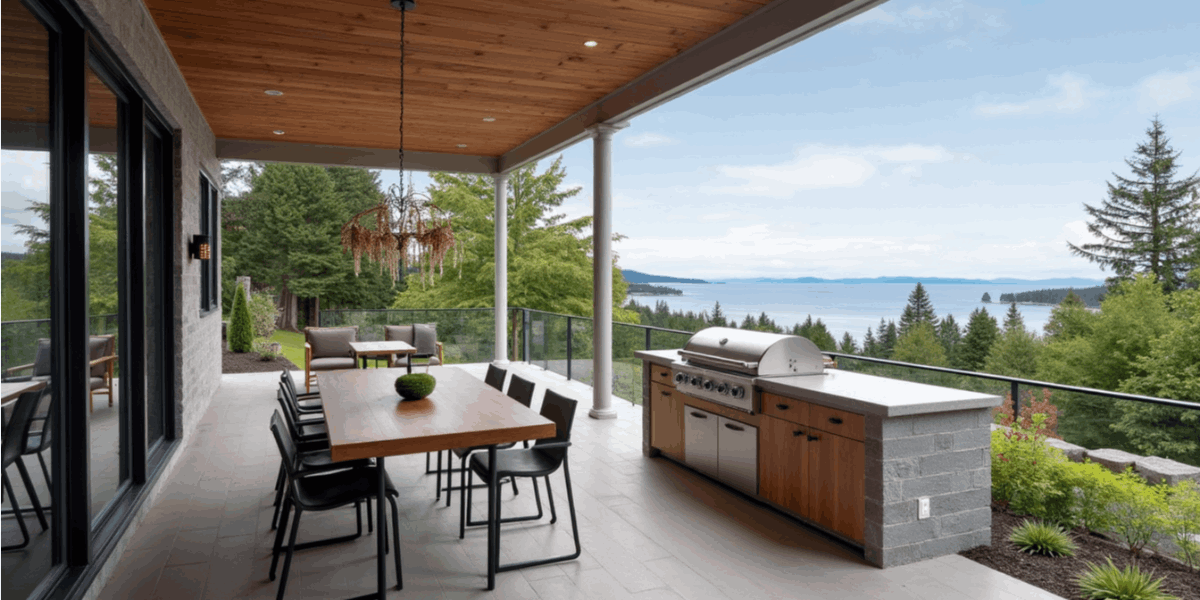 An outdoor kitchen for a custom home