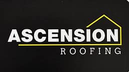Ascension Roofing logo on black background.