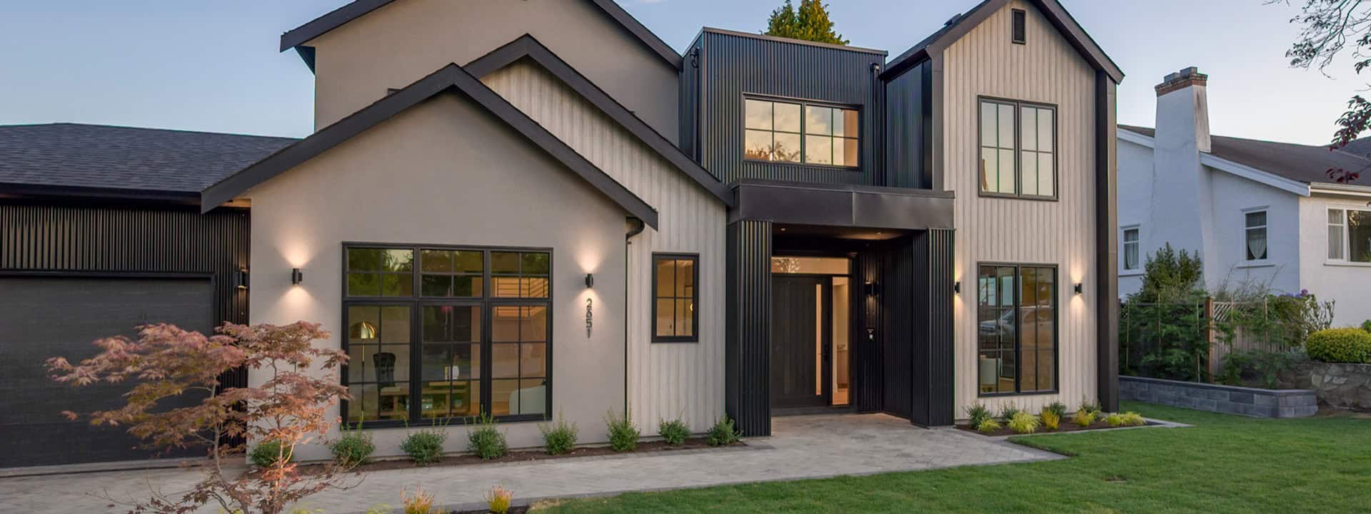 Victoria BC custom home exterior by White Wolf Homes.