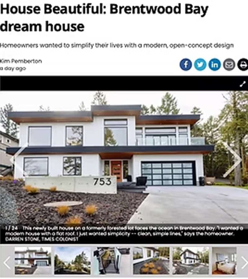 Brentwood Bay dream house by White Wolf Homes in Victoria BC with modern open concept.