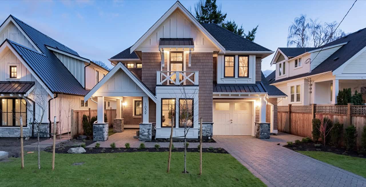 White Wolf Homes custom home in Victoria BC with modern design and landscaped yard.